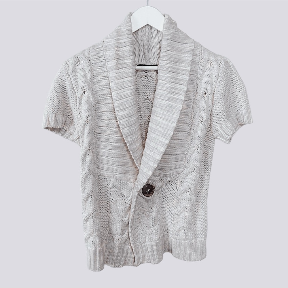 Michael Simon Cream Cable Knit Cardigan